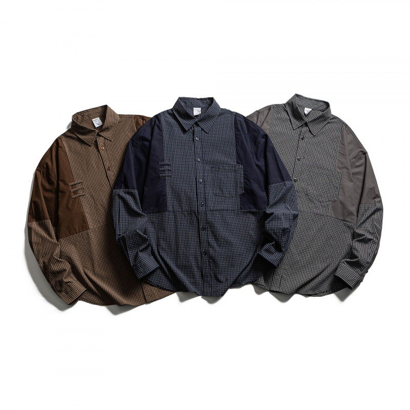 Herren Patchwork-Overshirt im Karomix mit Kontrastpaneelen Shop Nory