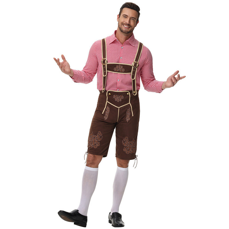 Herren nan traditionelle Trachtenlederhose mit Hosenträgern und Stickereien Shop Nory
