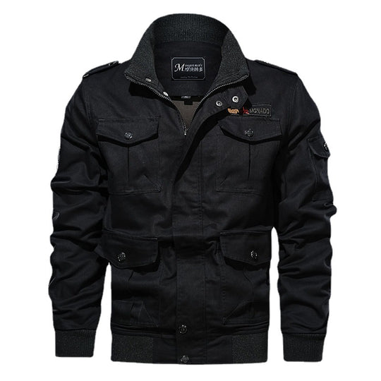 Herren robuste Canvas-Fliegerjacke im Utility-Fieldstil mit Schulterpatten und Mehrfachtaschen Shop Nory