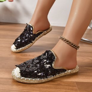 Damen Glitzernde Espadrilles mit bequemer Einlegesohle
