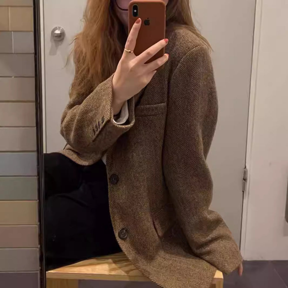 Damen Modischer Tweedblazer Shop Nory