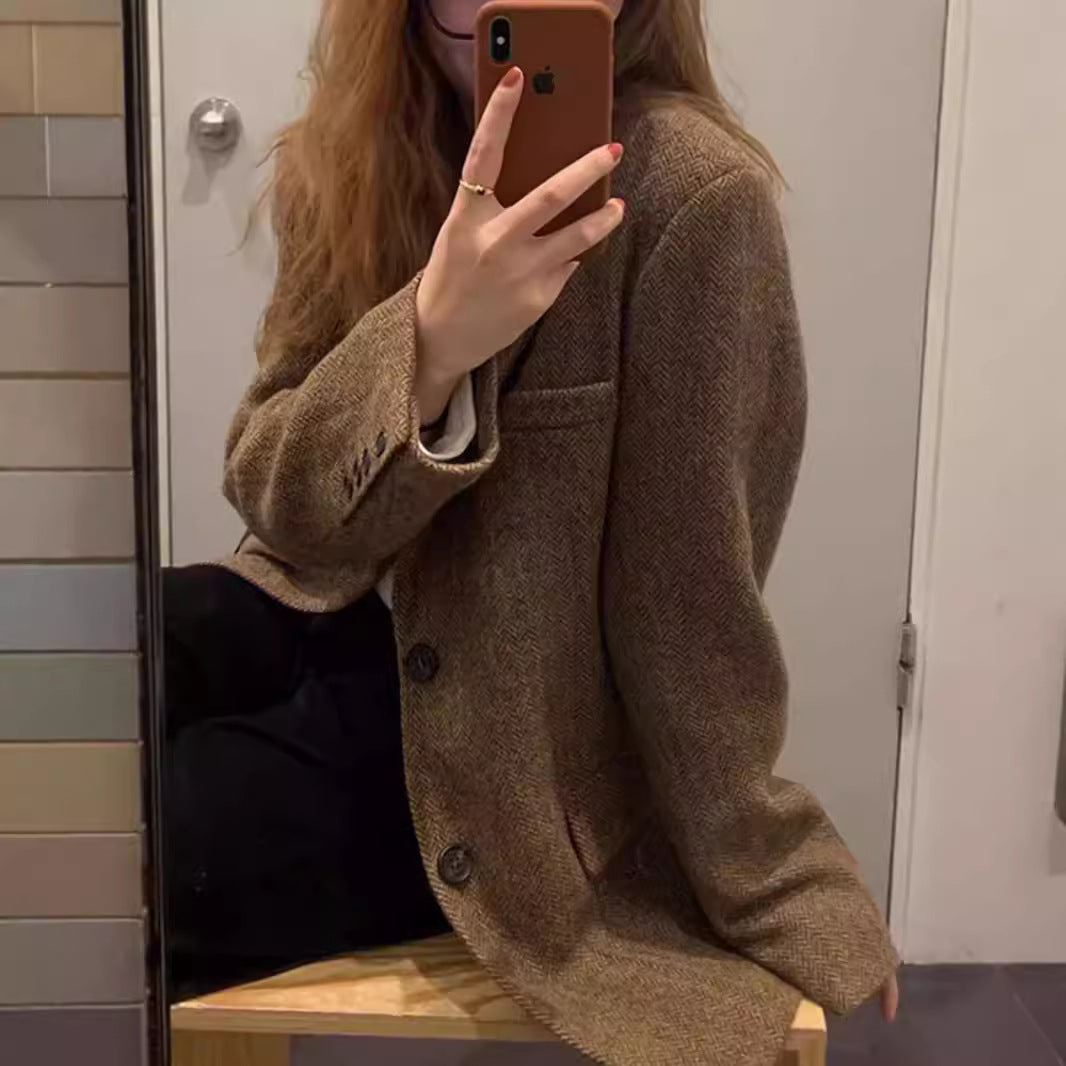 Damen Modischer Tweedblazer Shop Nory