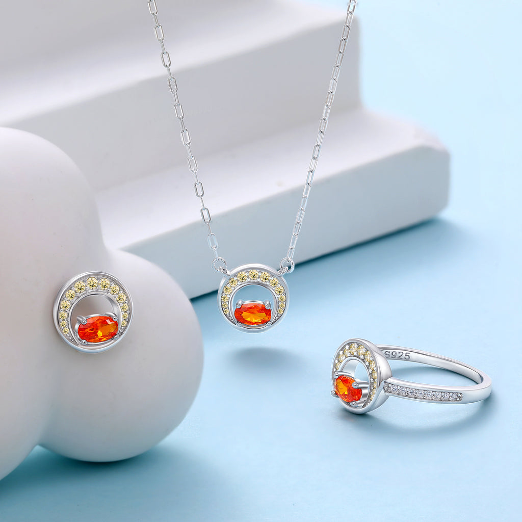 Damen Halskette mit funkelndem, ovalem Hauptstein und elegantem Zirkonia-Rahmen Shop Nory
