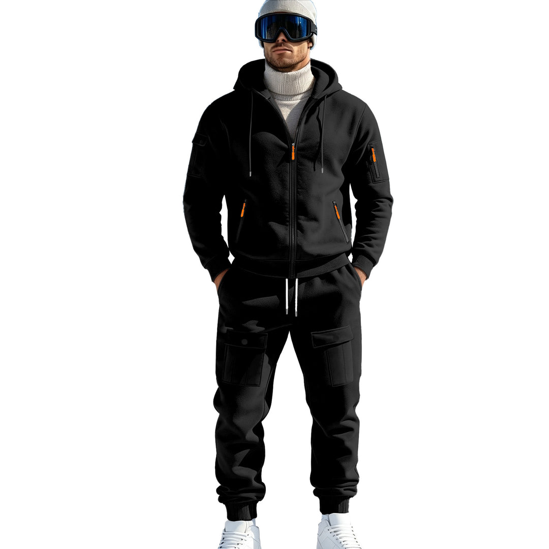 Herren Komfort-Fleece Hoodie mit Reißverschluss, Kapuze und Utility-Ärmeltasche Shop Nory