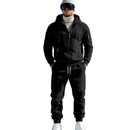 Herren Komfort-Fleece Hoodie mit Reißverschluss, Kapuze und Utility-Ärmeltasche Shop Nory