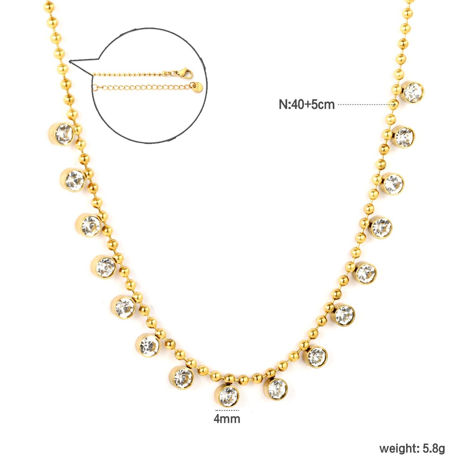 Damen Halskette mit funkelnden Kristallen und edlem Goldüberzug Shop Nory
