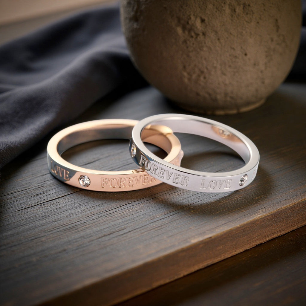 Damen Ring mit eingravierter Botschaft und Herzdetail Shop Nory