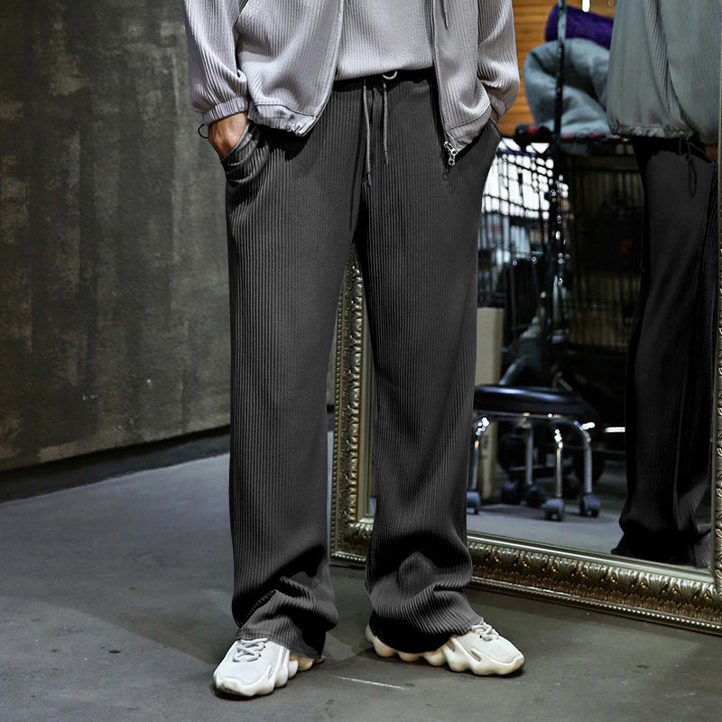 Herren Lässige gerippte Relaxhose mit weitem Bein, Tunnelzug & Eingrifftaschen Shop Nory
