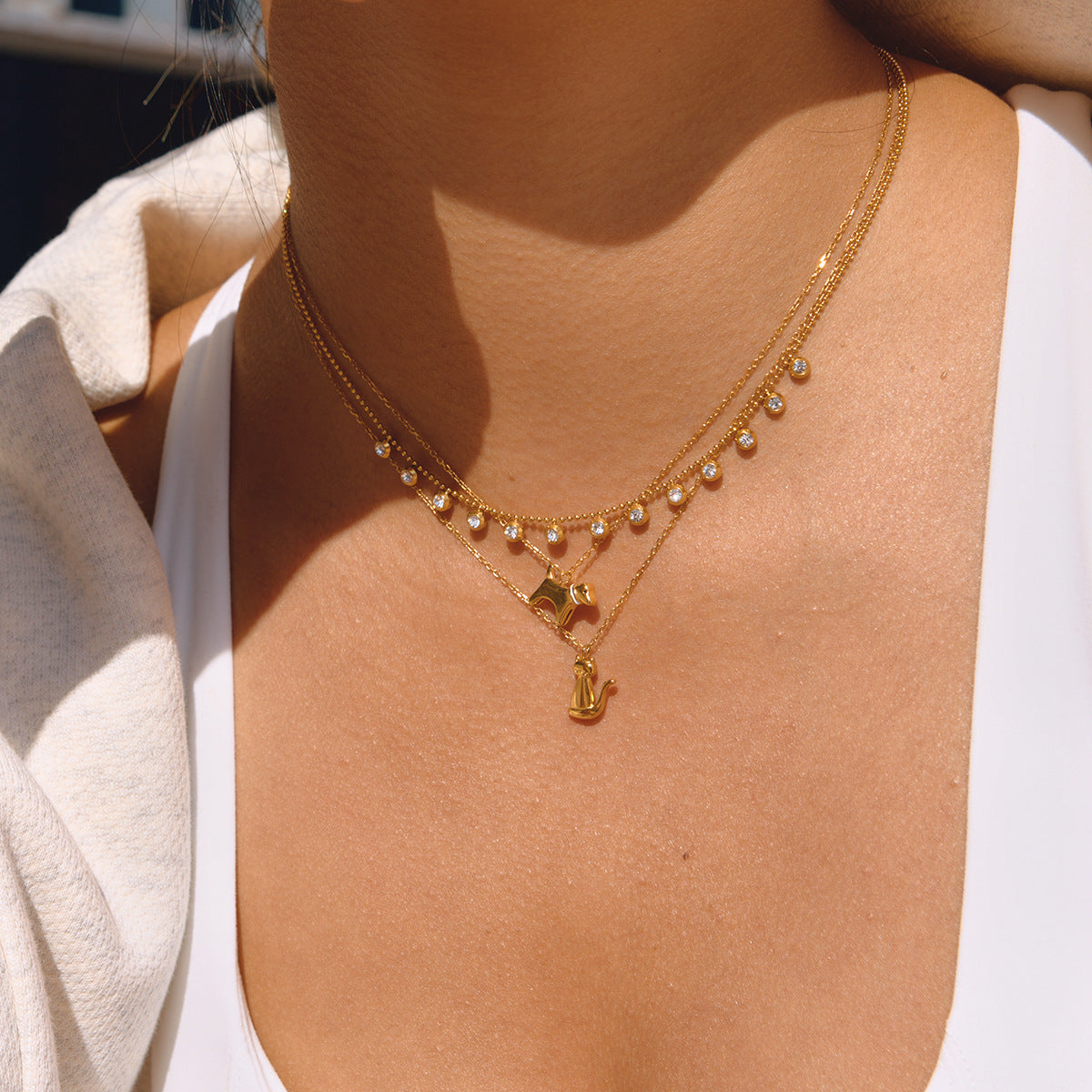 Damen Kette mit Hunde-Anhänger aus Edelstahl Shop Nory