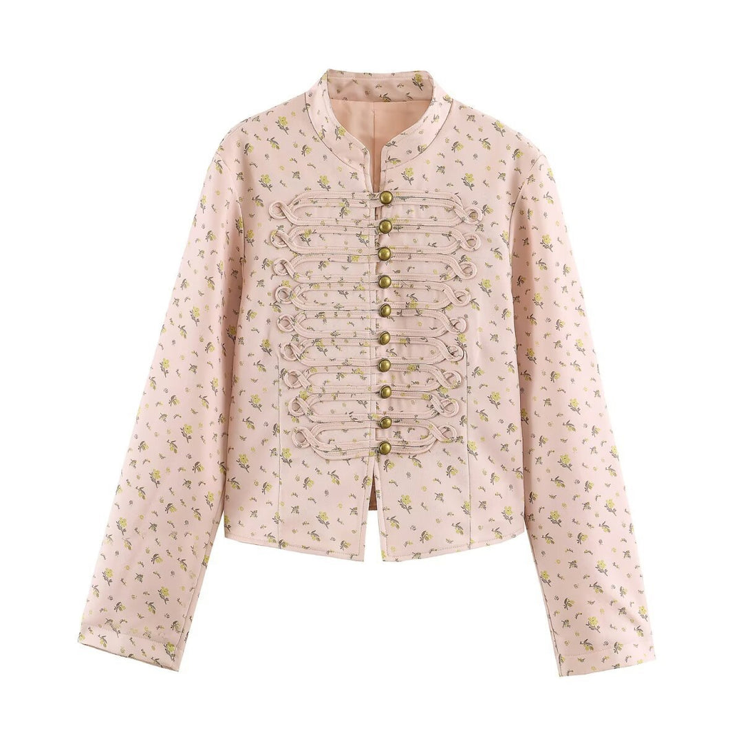 Damen Taillierte Kurzjacke mit dekorativer Schnürpasse und Stehkragen Shop Nory