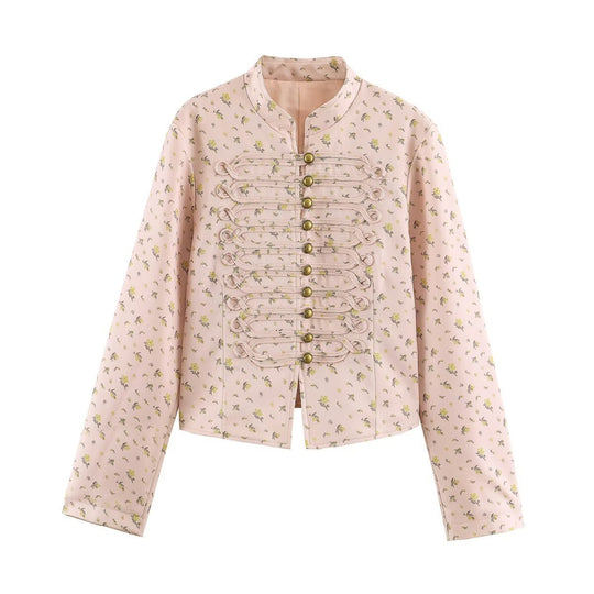 Damen Taillierte Kurzjacke mit dekorativer Schnürpasse und Stehkragen Shop Nory