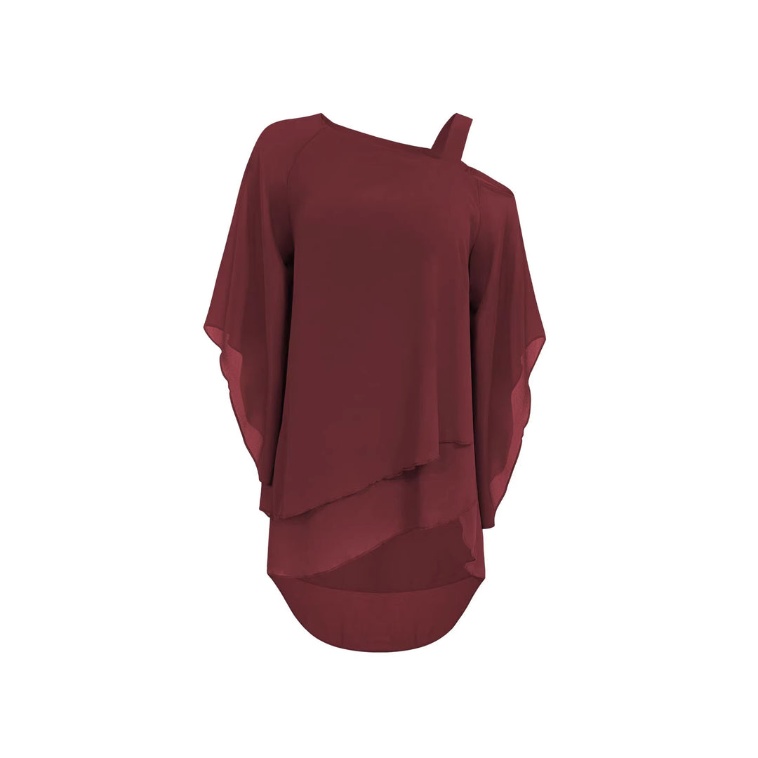 Damen Lagenbluse mit One-Shoulder-Trägern und asymmetrischem Volant-Saum Shop Nory