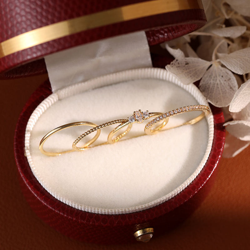 Damen Elegante und funkelnde Ring-Set mit Zirkonia Shop Nory