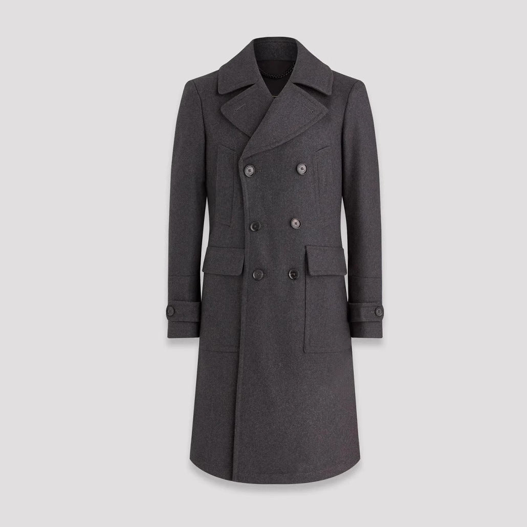 Herren eleganter Doppelt-Mantel mit praktischen Taschen und hochwertigem Futter
