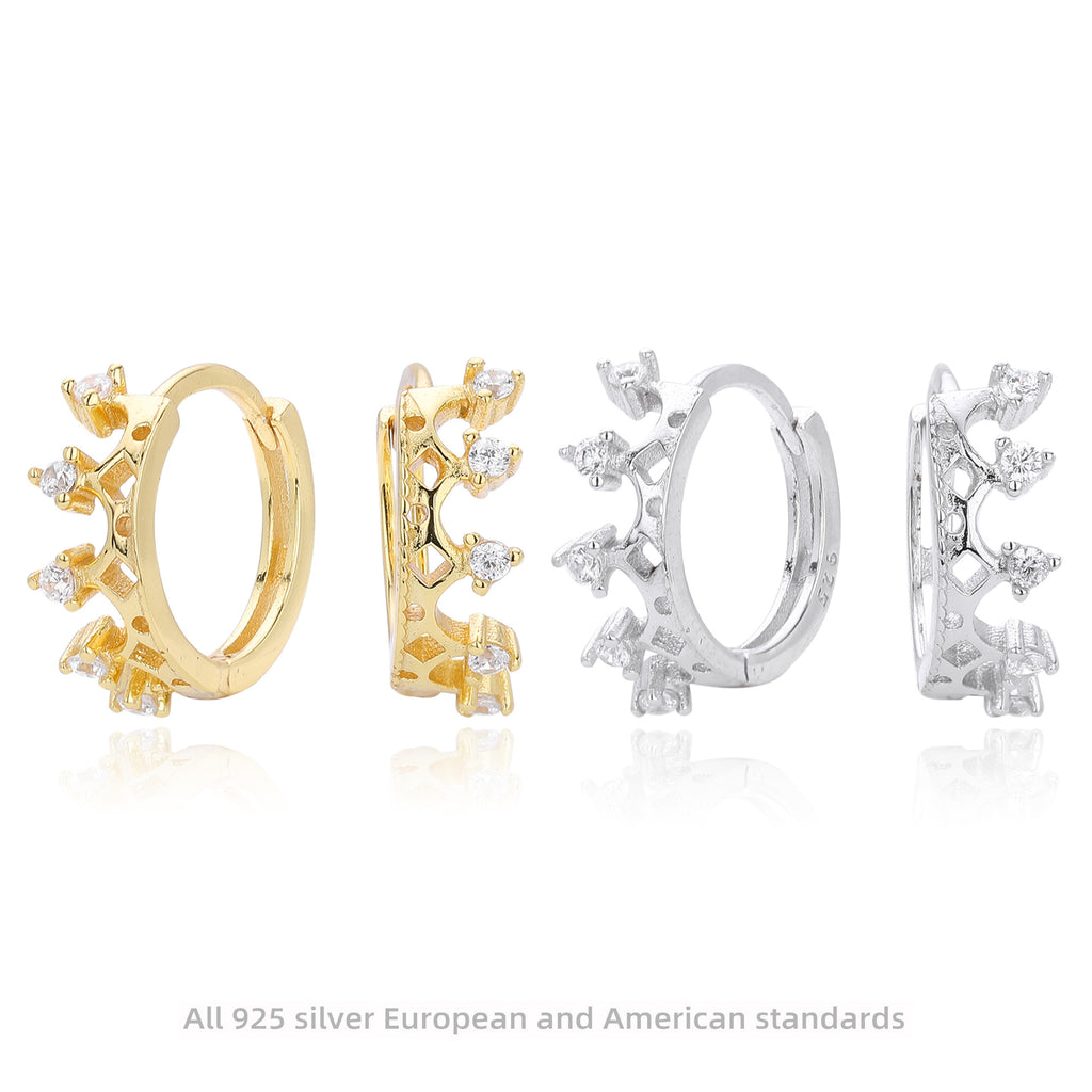 Damen Creolen mit funkelndem Zirkon und elegantem Kronen-Design Shop Nory