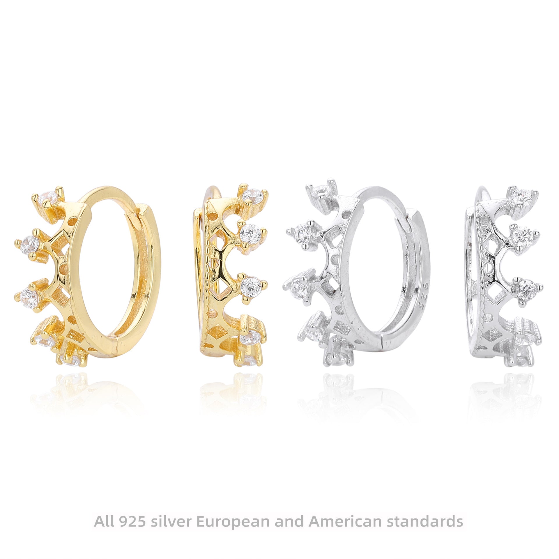 Damen Creolen mit funkelndem Zirkon und elegantem Kronen-Design Shop Nory