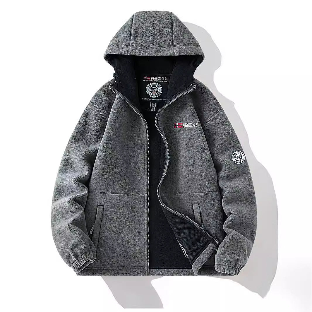 Damen Kapuzen-Fleecejacke mit Teddyfutter und durchgehendem Reißverschluss Shop Nory