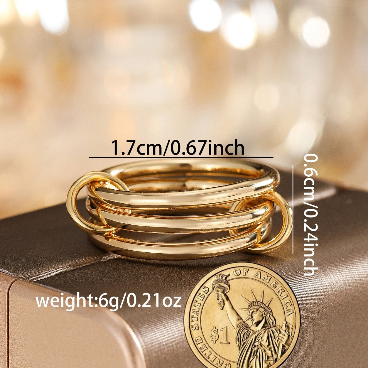 Damen Stapelring aus hochwertigem Edelstahl mit glänzender goldfarbener Oberfläche Shop Nory