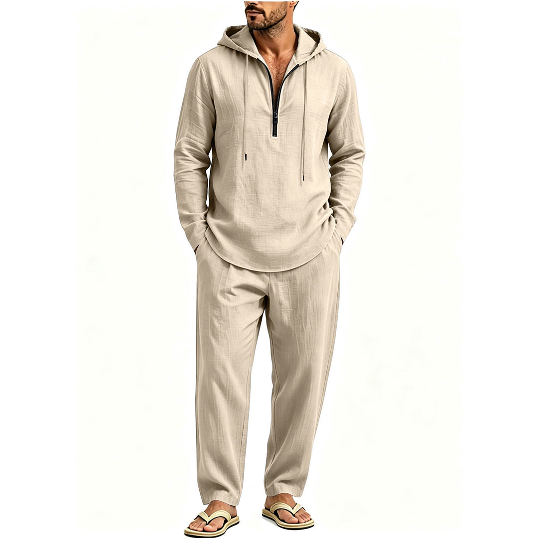 Herren Lässiges Lounge-Set mit Halbzip-Kapuzenpullover und locker sitzender Freizeit-Hose Shop Nory