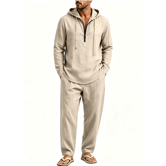 Herren Lässiges Lounge-Set mit Halbzip-Kapuzenpullover und locker sitzender Freizeit-Hose Shop Nory