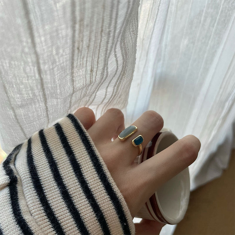 Damen Offener Ring mit zwei eleganten Steinakzenten Shop Nory