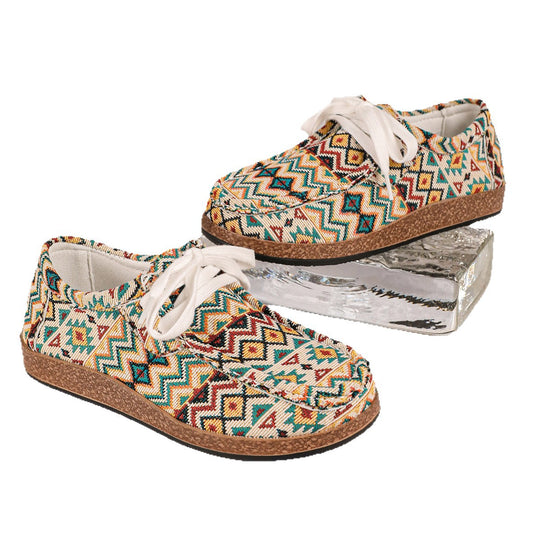 Damen Ethno-Canvas-Sneaker mit gepolstertem Fußbett und Korkoptik-Sohle Shop Nory