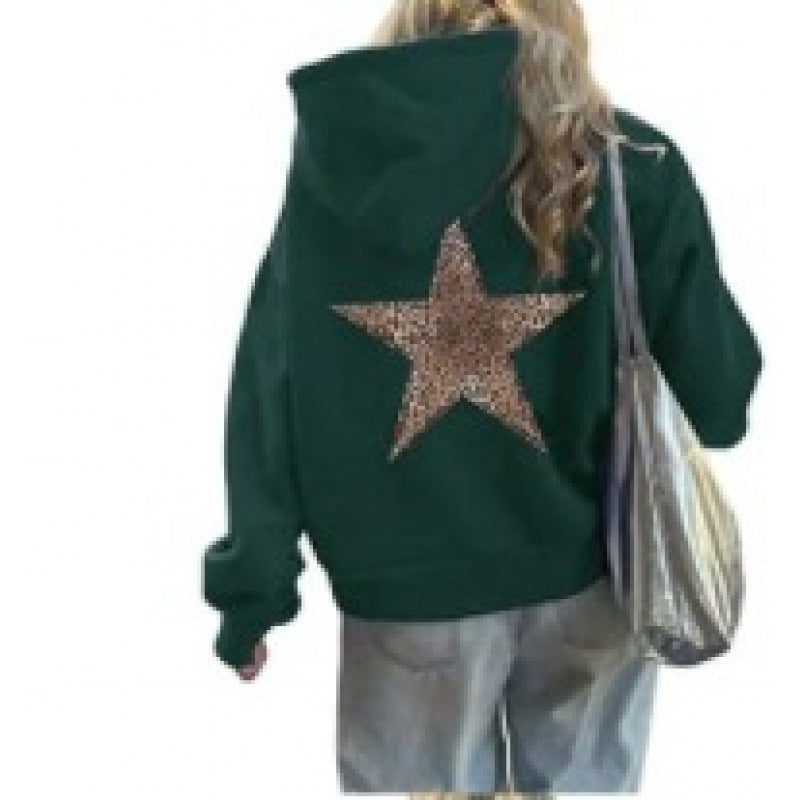 Damen Kapuzenpullover mit glitzerndem Sternmotiv