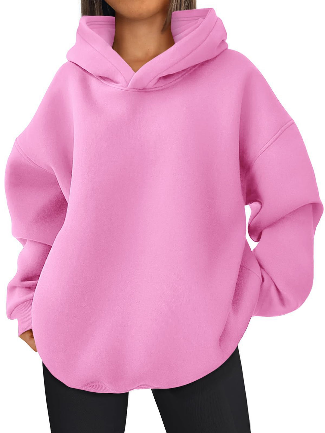 Damen nan kastiger Kapuzenpullover mit doppellagiger Kapuze, überschnittener Schulter und längerem Rückenteil Shop Nory