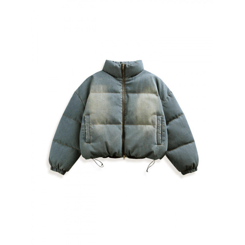 Unisex Kurze Oversize-Steppjacke mit Stehkragen, Kordelzug und elastischen Ärmelbündchen Shop Nory
