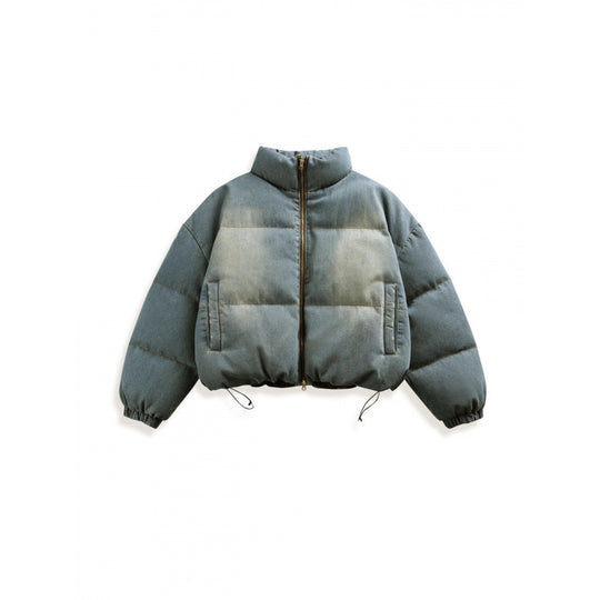 Unisex Kurze Oversize-Steppjacke mit Stehkragen, Kordelzug und elastischen Ärmelbündchen Shop Nory