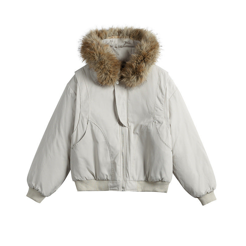 Damen Kurze isolierte Field-Bomberjacke mit Kapuze und abnehmbarem Kunstfellbesatz Shop Nory