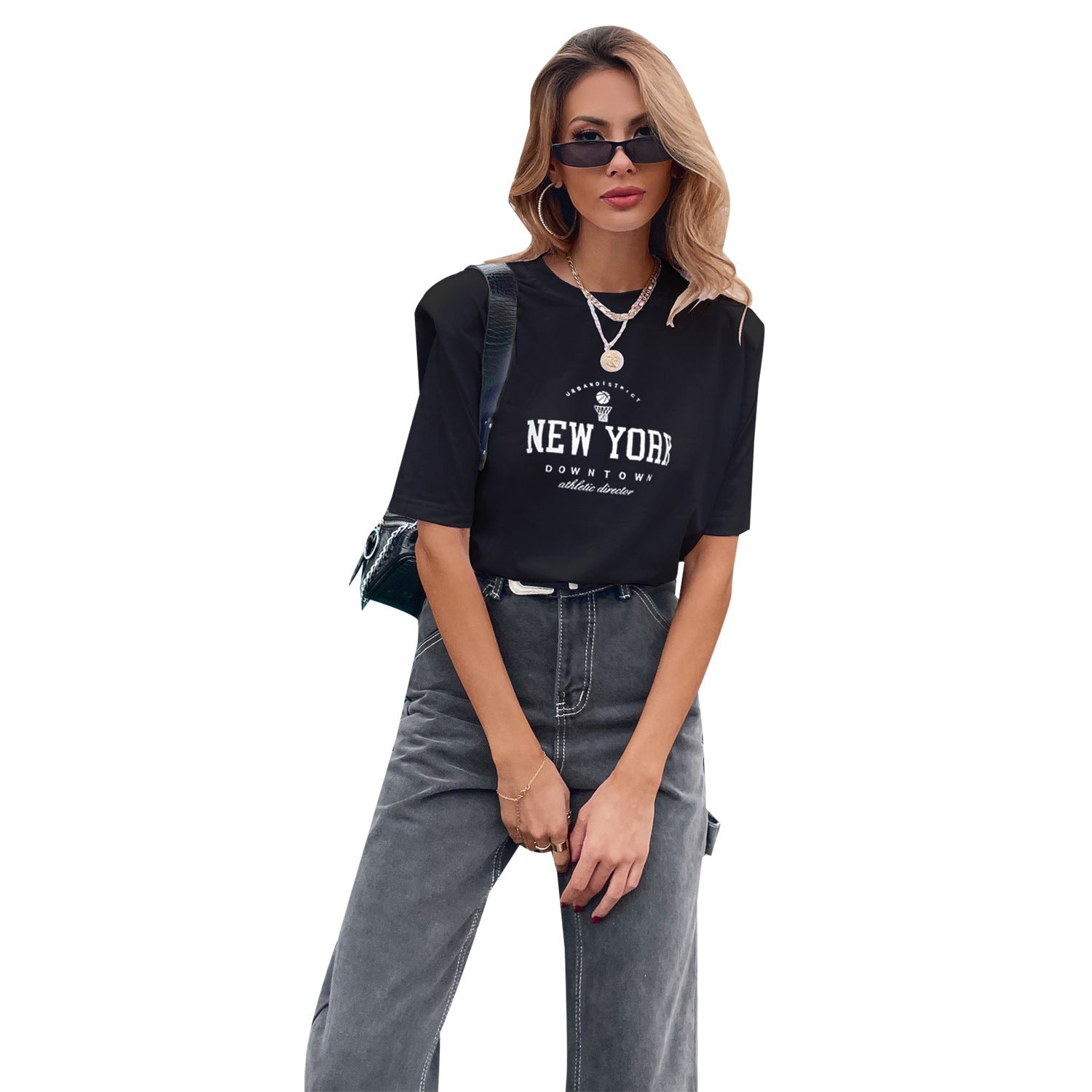 Damen T-Shirt mit modischem New York Druck und lässigem Schnitt