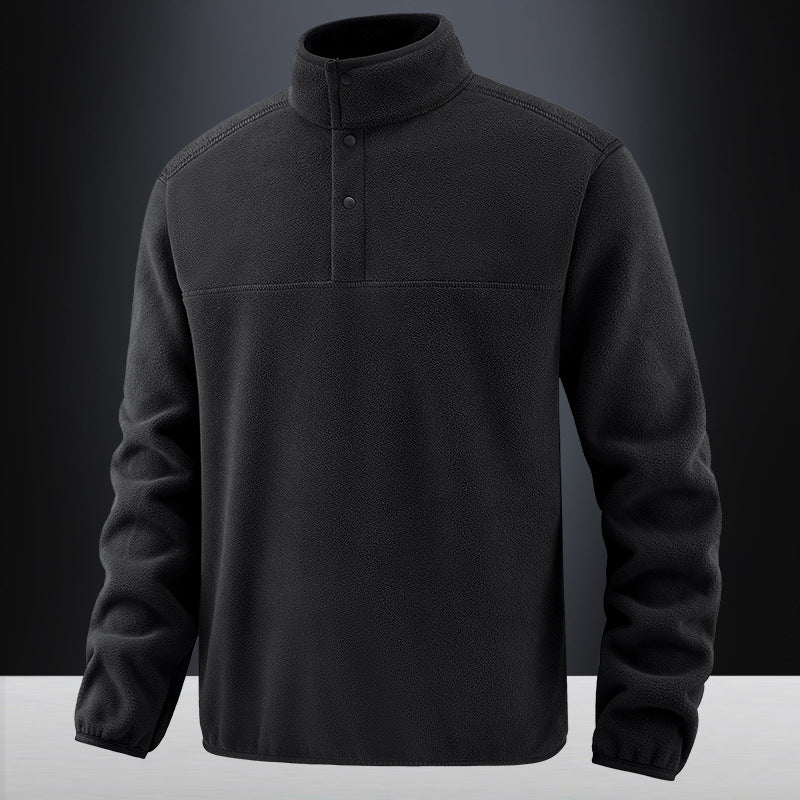 Herren Fleece-Pullover mit Stehkragen und Druckknopf-Leiste für wärmende Zwischenschicht Shop Nory