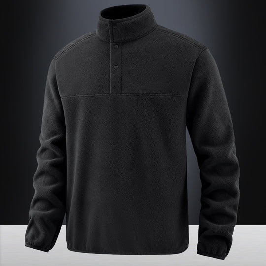 Herren Fleece-Pullover mit Stehkragen und Druckknopf-Leiste für wärmende Zwischenschicht Shop Nory