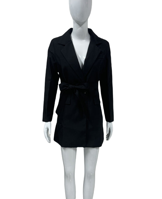 Damen Taillierter Blazer-Mantel mit Bindegürtel und Pattentaschen Shop Nory