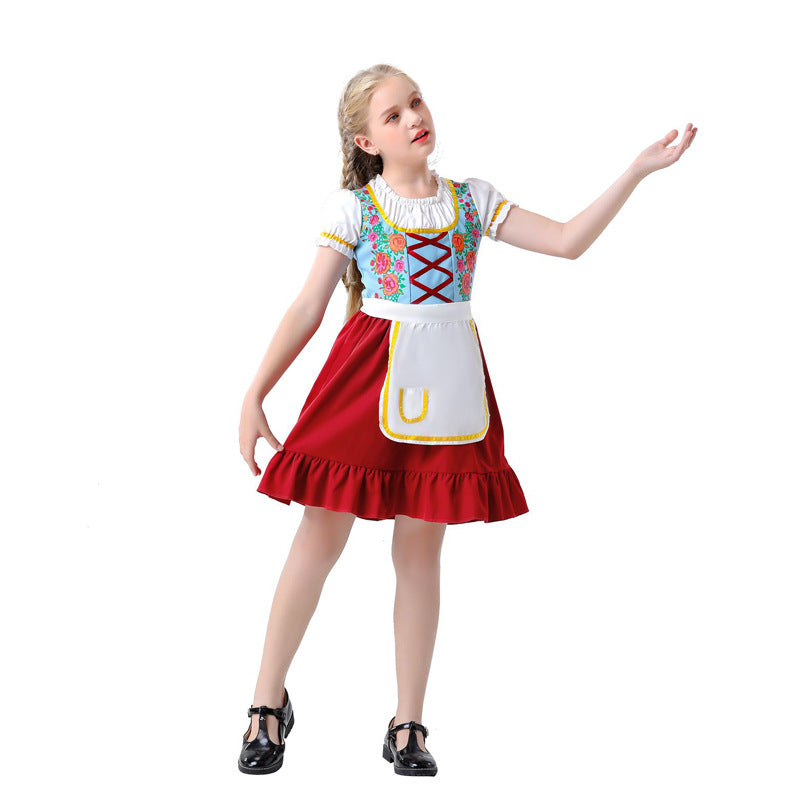 Damen nan traditionelles Dirndlkleid für Kinder mit Schürze und floraler Stickerei Shop Nory