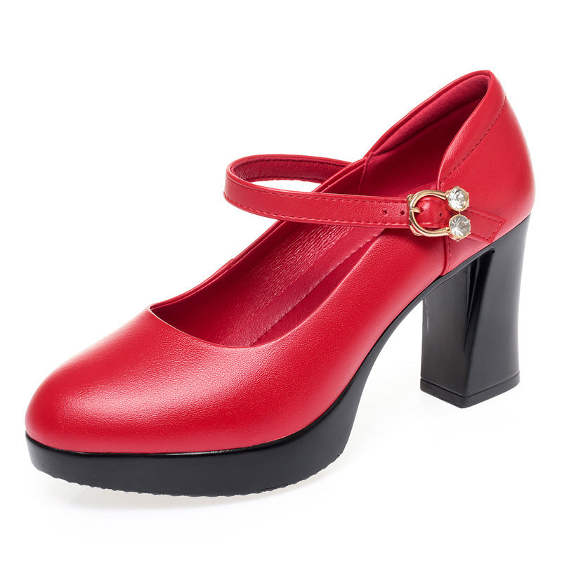 Damen Mary Jane Pumps mit Riemchen und elegantem Blockabsatz