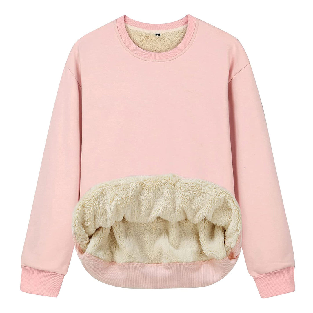 Damen Kuscheliger Sweatshirt mit weichem Innenfutter und Rundhalsausschnitt