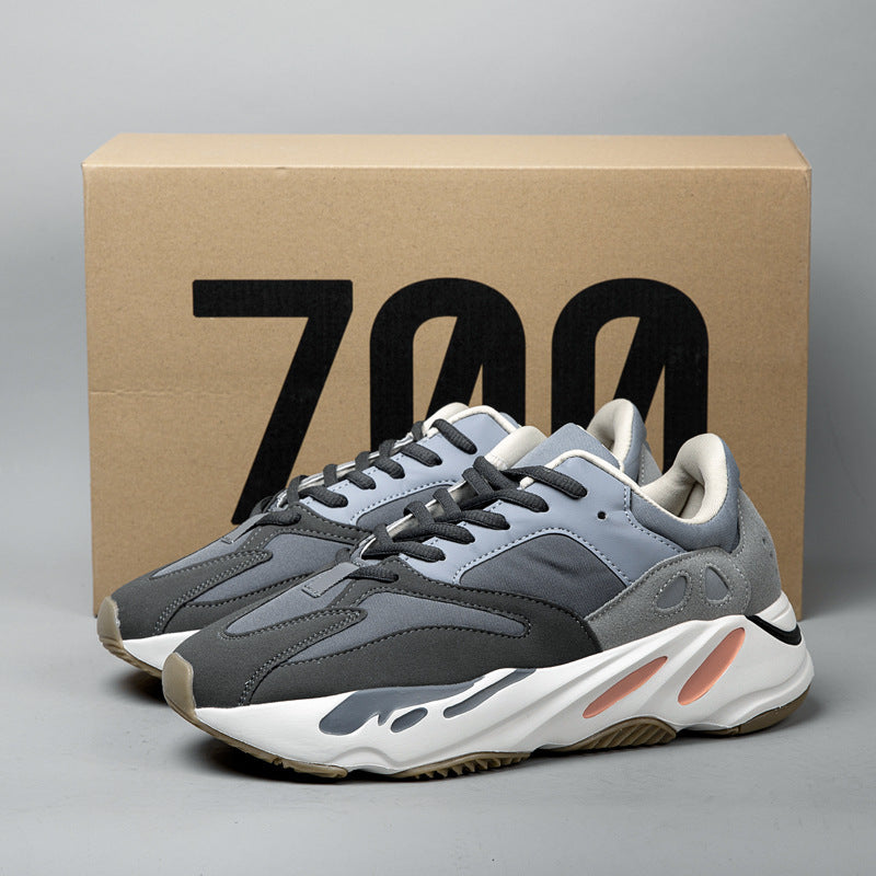 Herren Chunky-Dad-Sneaker im Retro-Running-Design mit profiliertem Wellen-Sohlenaufbau und atmungsaktivem Mesh-Suede-Obermaterial Shopy Nory