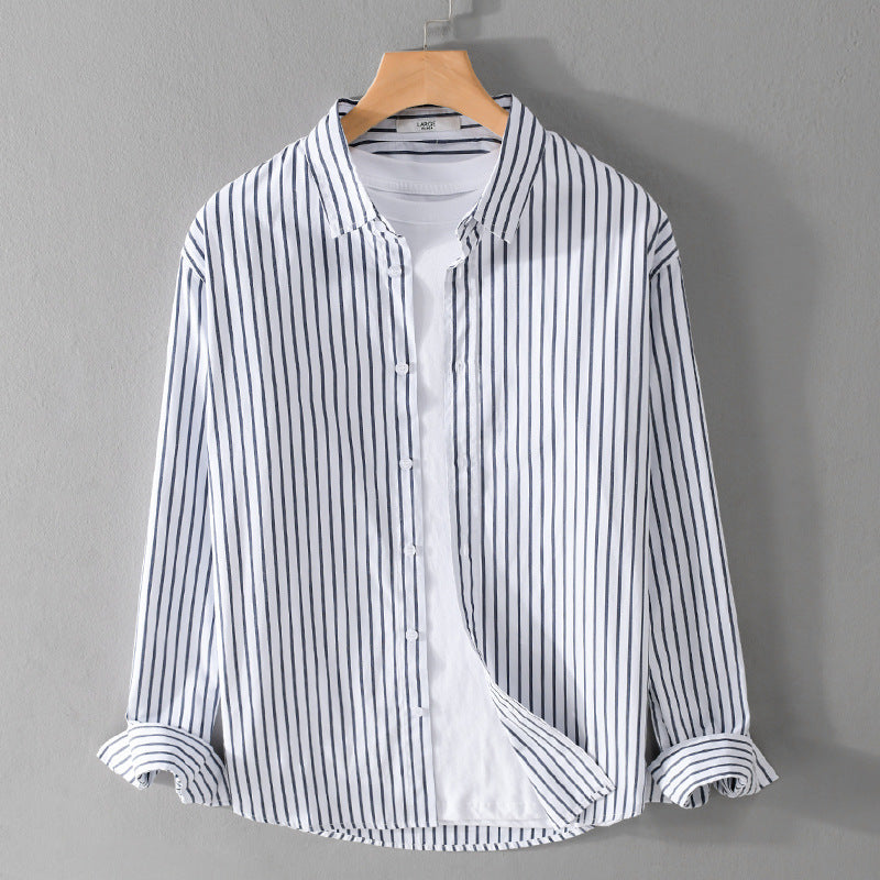 Herren Gestreiftes Oversize-Hemd aus leichter Baumwollmischung mit Kentkragen Shop Nory