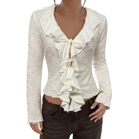Damen Elegantes Rüschen-Body mit tiefem V-Ausschnitt Shop Nory
