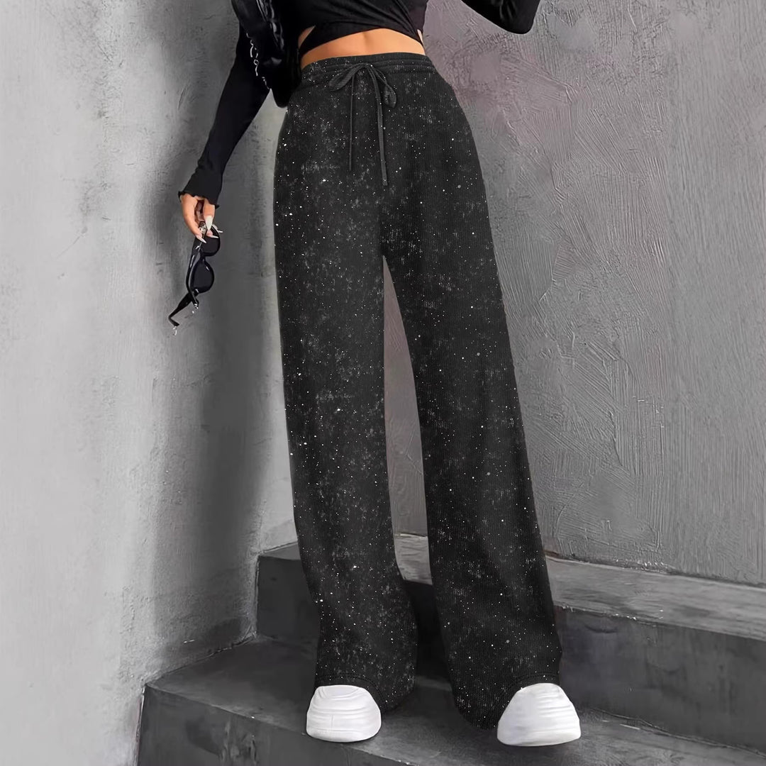 Damen nan weite Strickhose mit hochgeschnittenem Bund und Kordelzug Shop Nory