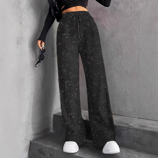 Damen nan weite Strickhose mit hochgeschnittenem Bund und Kordelzug Shop Nory