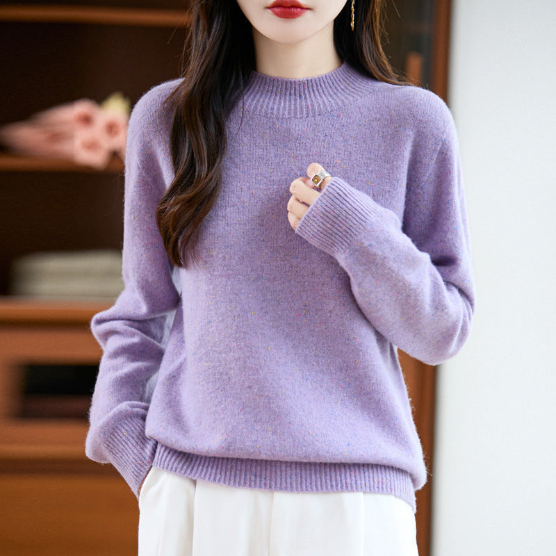 Damen Mélange-Feinstrickpullover mit kurzem Stehkragen und lockerer Silhouette Shop Nory