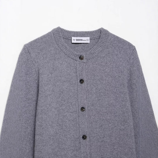 Damen Kurzgeschnittener Feinstrick-Cardigan mit Rundhalsausschnitt und Rippbündchen Shop Nory