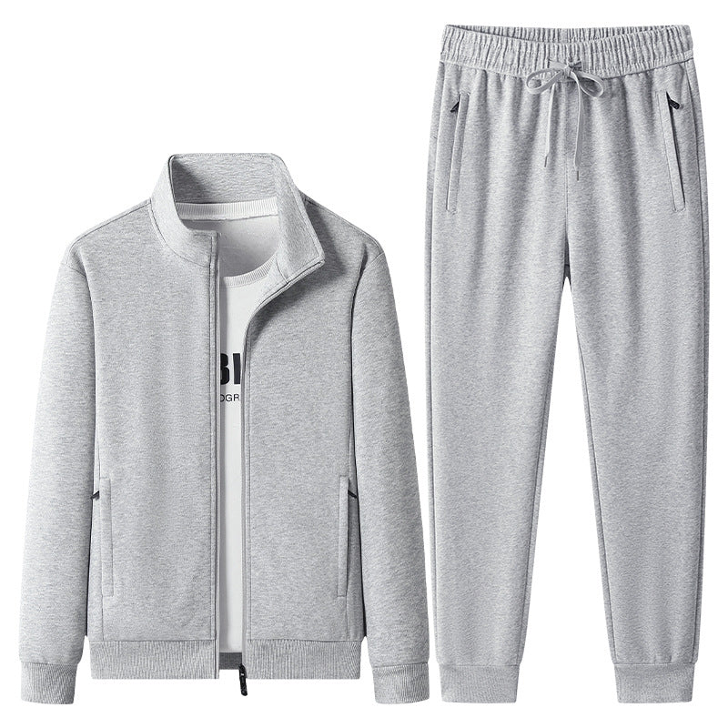 Herren Jogginganzug-Set aus Baumwollmix mit Stehkragen Reißverschlussjacke und Kordelbundhose Shop Nory