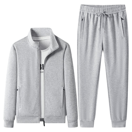 Herren Jogginganzug-Set aus Baumwollmix mit Stehkragen Reißverschlussjacke und Kordelbundhose Shop Nory