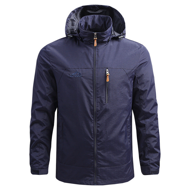 Herren Leichte atmungsaktive Outdoorjacke mit Kapuze, Brust-Reißverschluss und windabweisender Shell Shop Nory