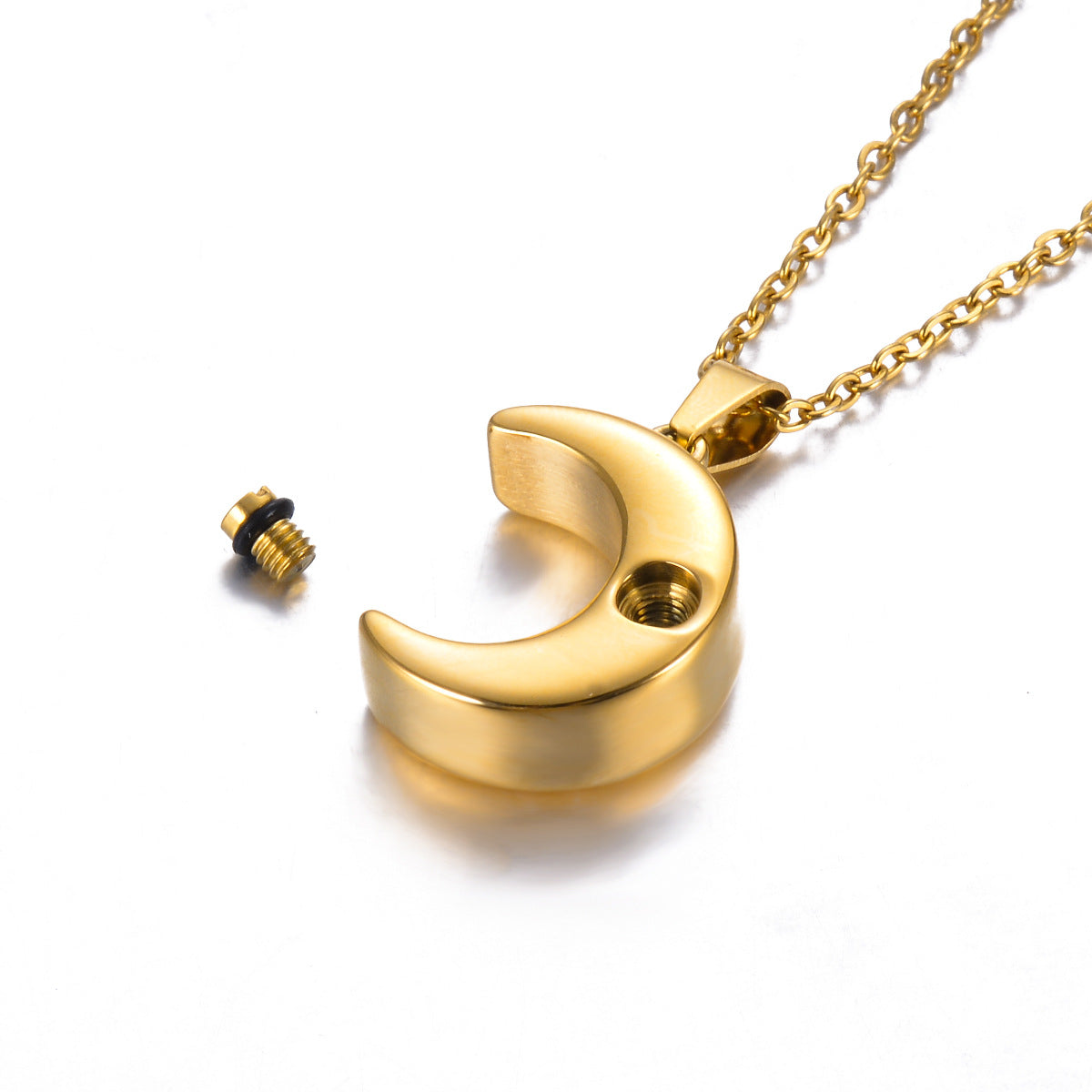 Damen eleganter Edelstahl-Mondanhänger mit feinem Kettenverschluss Shop Nory