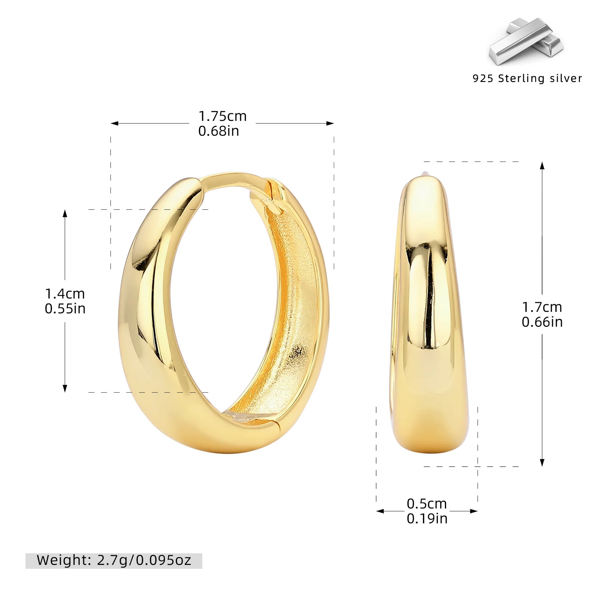 Damen Creolen mit elegantem geschwungenen Design aus 925 Sterling Silber Shop Nory